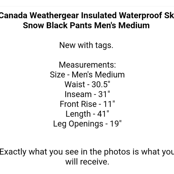 NWOT Canada Weathergear Snow/Ski pants - Picture 5 of 5